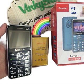 Điện thoại 4G Masstel Fami 50 4G đen,loa to chữ lớn cho người già FM ko cần tai nghe - Bảo hành 12 tháng