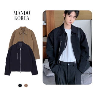 Áo Khoác Gentle Jacket Kaki MANDO Dáng Lửng 2 Lớp Khoá Zip Kim Loại Phong Cách Hàn Quốc - JAK015
