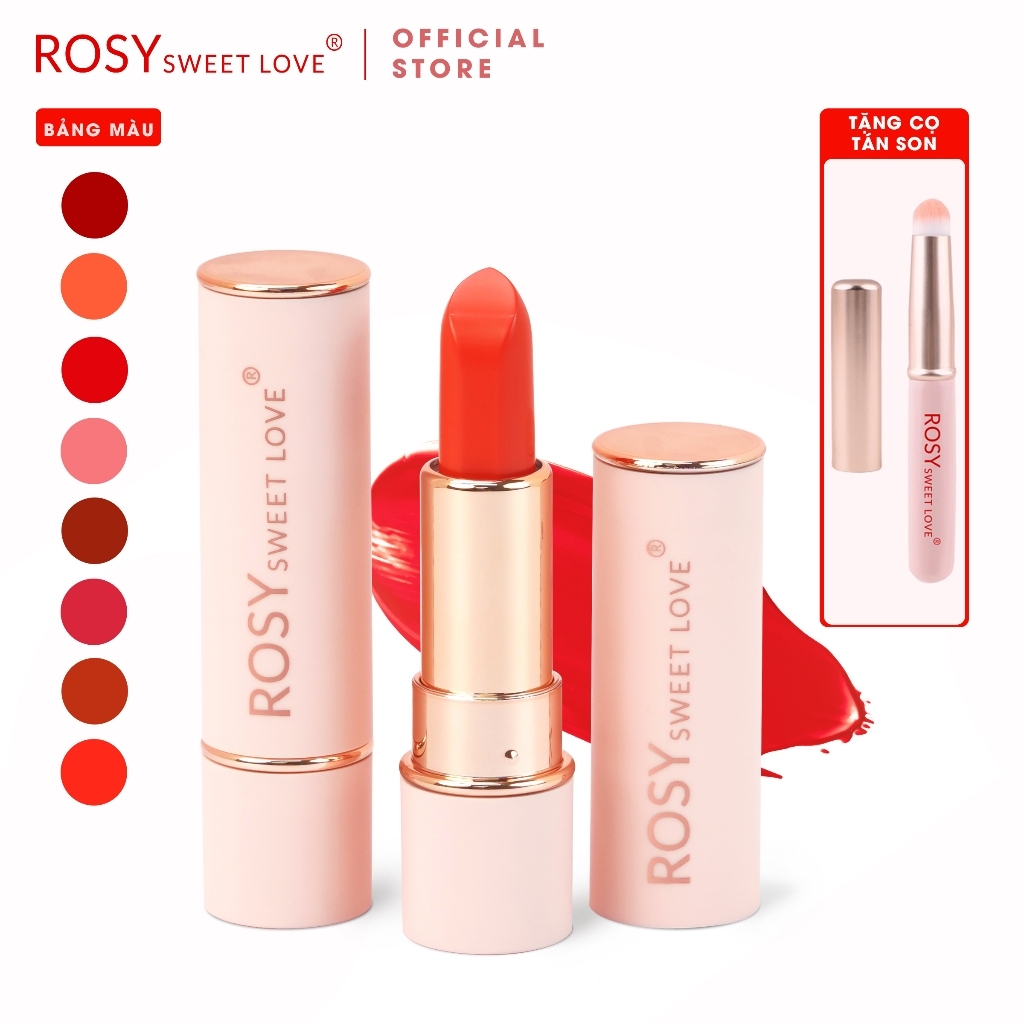 Son Lì Rosy Sweet Love Màu Cam Đào Dạng Thỏi New 2023 Chính Hãng