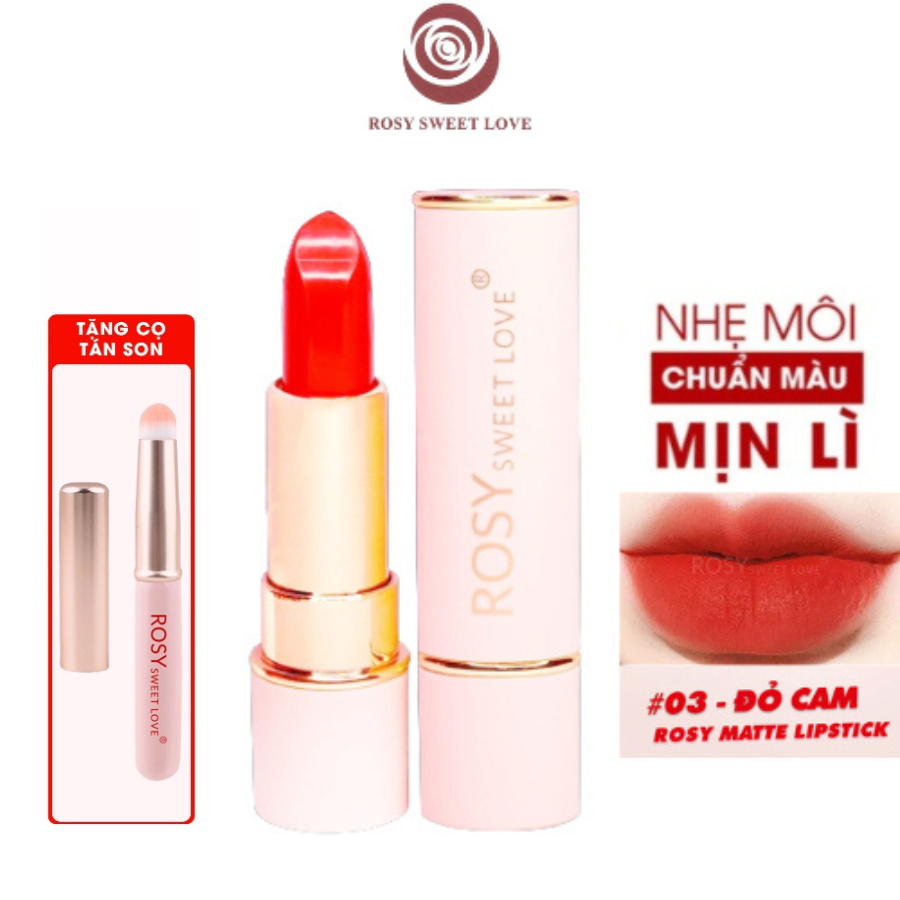 Son Lì Rosy Sweet Love Màu Đỏ Cam Dạng Thỏi New 2023 Chính Hãng
