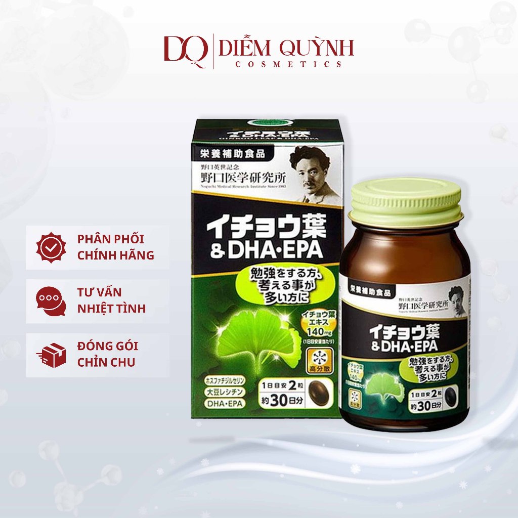 Viên uống bổ não DHA EPA Ginkgo Noguchi Nhật Bản 60 Viên giúp đầu óc minh mẫn, tăng cường tuần hoàn não