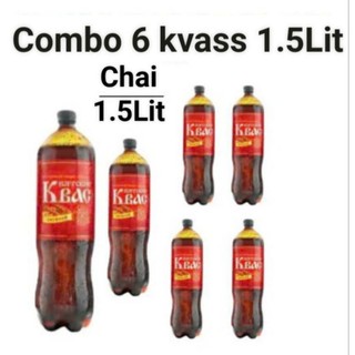 Combo 6 NướcNước Kvass 1500.ml "Vyatskiy", trên mạch nha lúa mạch đen, lên men tự nhiên, nhập khẩu Nga