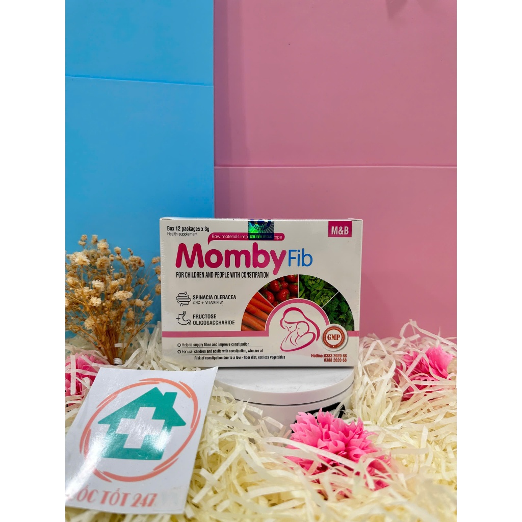 Cốm MOMBYFIB Hồng - Cốm vi sinh MOMBY FIB Hồng chống táo bón cho mẹ và bé ( hộp 12 gói)