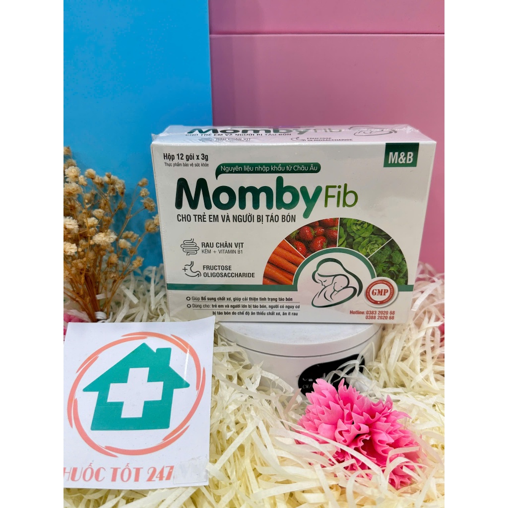 MOMBY FIB XANH - CỐM VI SINH CHO MẸ & BÉ  ĐÁNH BAY TÁO BÓN (MOMBYFIB HỘP 12 GÓI)