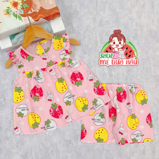 Bộ tole đùi tay bèo bé gái, bộ lanh mặc nhà bé gái quần ngắn 6-21kg Shop mẹ dưa hấu
