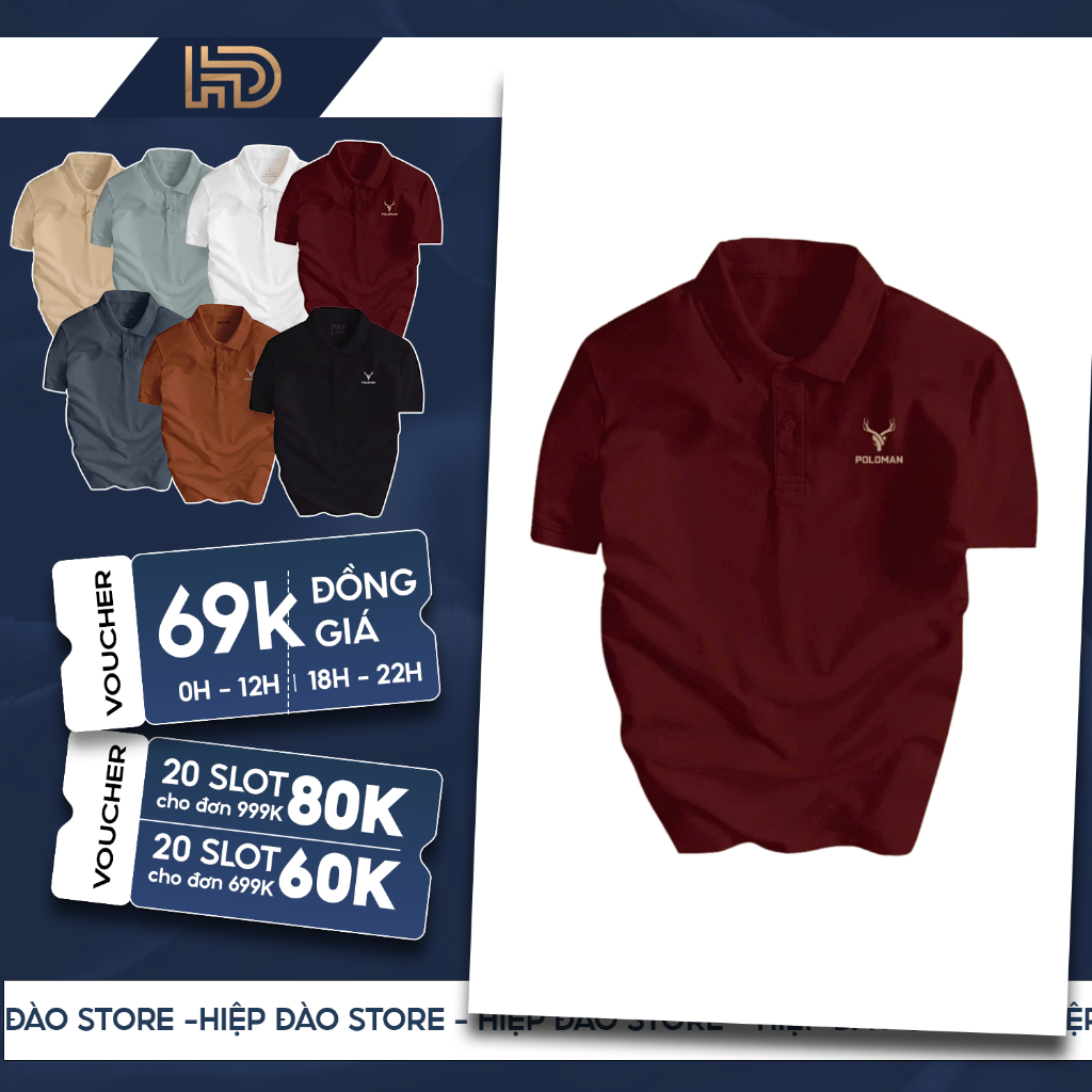 Áo thun polo nam HĐ02 tay ngắn cổ bẻ in hình DEER chất CVC cá sấu sang trọng, lịch lãm, trẻ trung