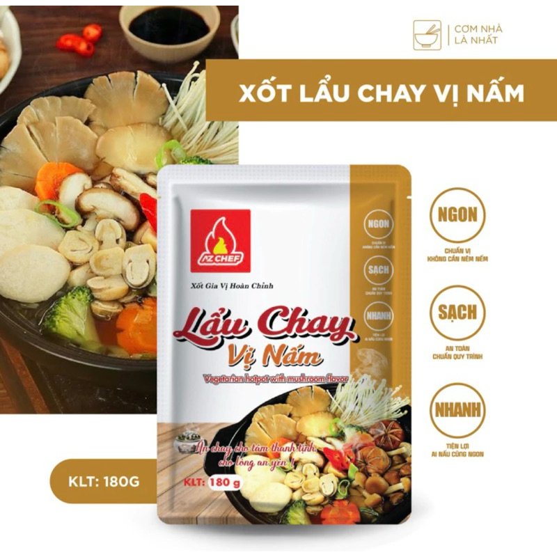 *SALE* Xốt gia vị Lẩu Chay Vị Nấm AZ Chef gói 180g hoàn chỉnh (mới)