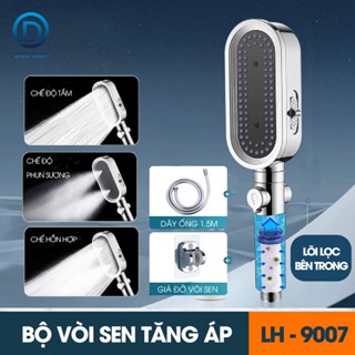 Bộ vòi sen tăng áp 3 chế độ LH-9007, đầu xả lớn hơn đi kèm lõi lọc nước bên trong an toàn với làn da