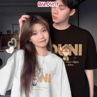 Áo thun cặp đôi BY.DUNI form rộng Oversize nam nữ Local Brand tay lỡ unisex, áo cặp bạn thân cotton THỎ CÁO NICK FUDDY