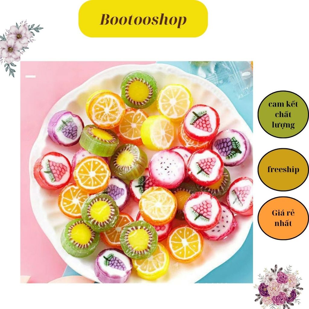 Combo 1000g Kẹo cứng trái cắt lát , kẹo trái cây 4 mùa siêu ngộ nghĩnh ăn cực ngon