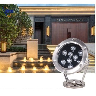 Đèn LED âm nước có đế 9w đổi màu 24VAC IP68 chiếu sáng bể cá, hồ bơi, đài phun nước tiểu cảnh hòn non bộ sân vườn