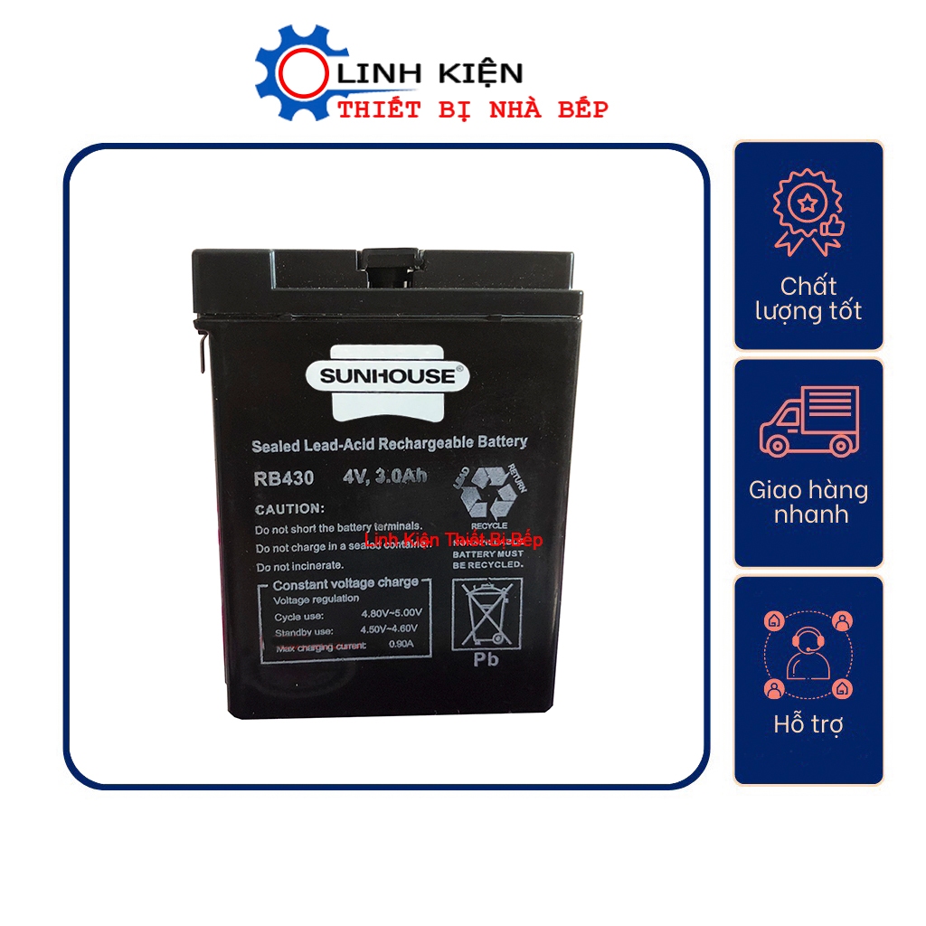 Pin quạt tích điện Sunhouse RB430 4V, 3.0Ah