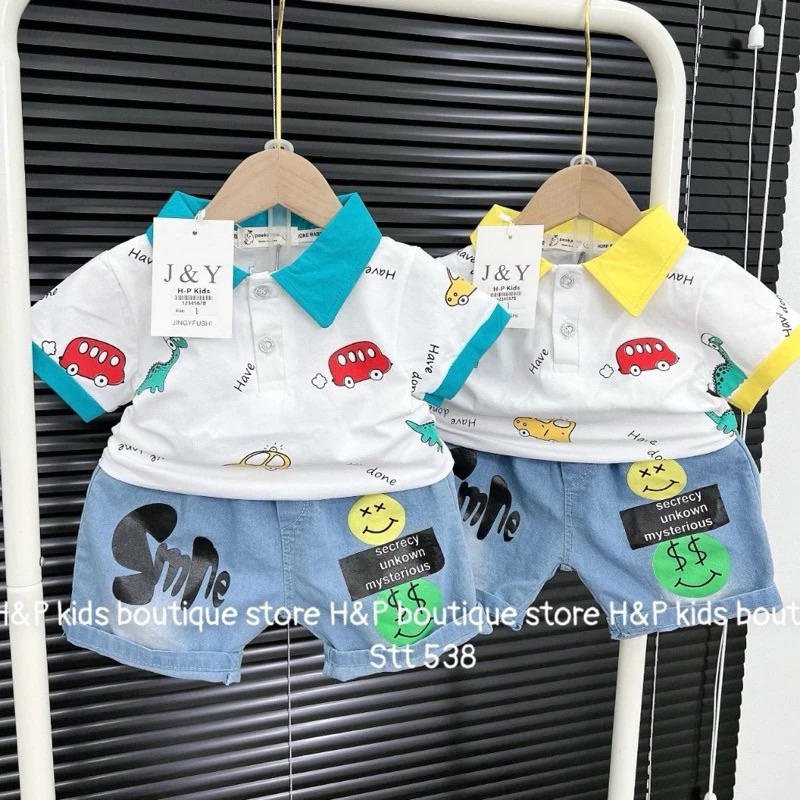 Bộ cổ bẻ nam cuc iu cho bé iu👉🏻với áo cổ bẻ mềm đẹp thiết kế cổ phối áo được mic cùng quần rin chất 