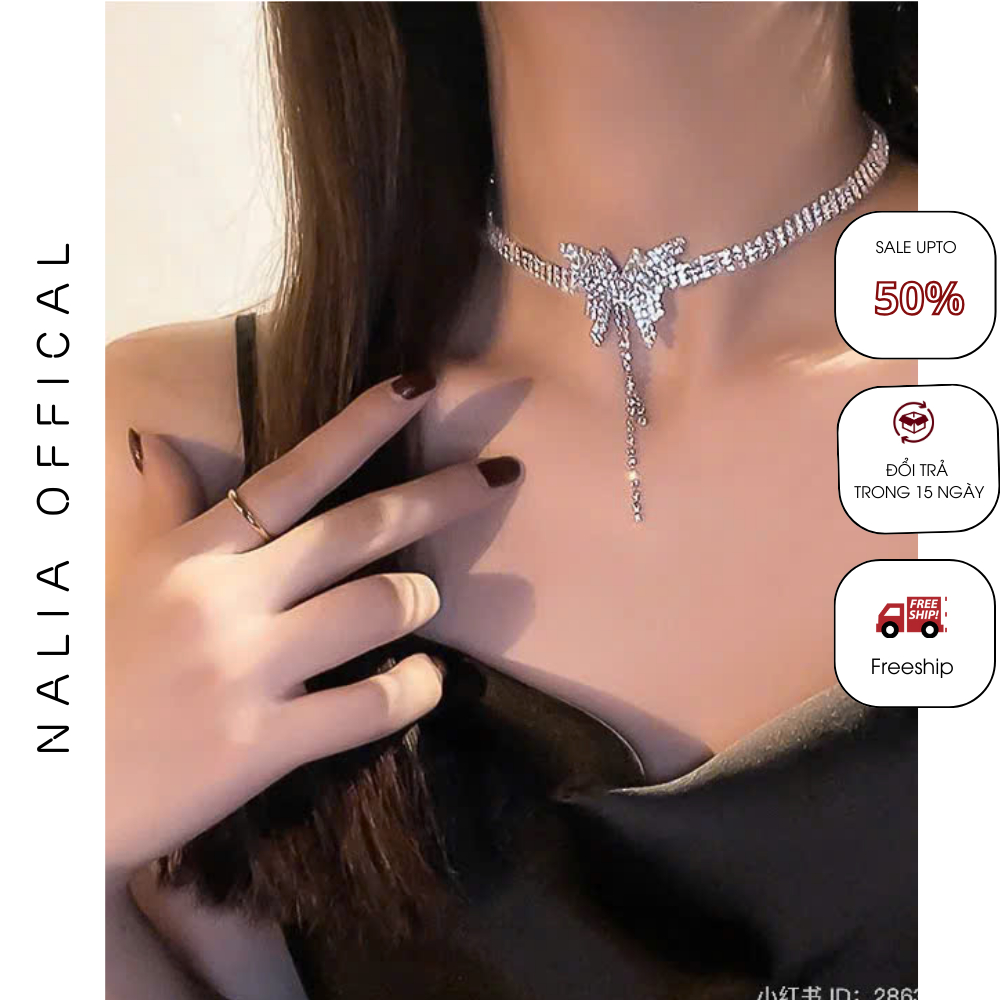 NALIA DC31 - Set Chocker hồ điệp đính cườm dây dài (2)