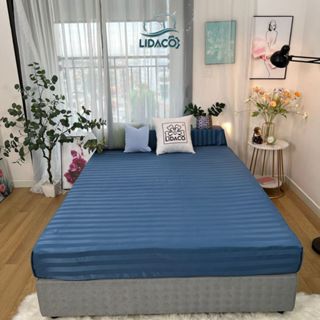 Ga giường cotton kẻ sọc 3f LIDACO không kèm vỏ gối chuyên dùng khách sạn, homestay