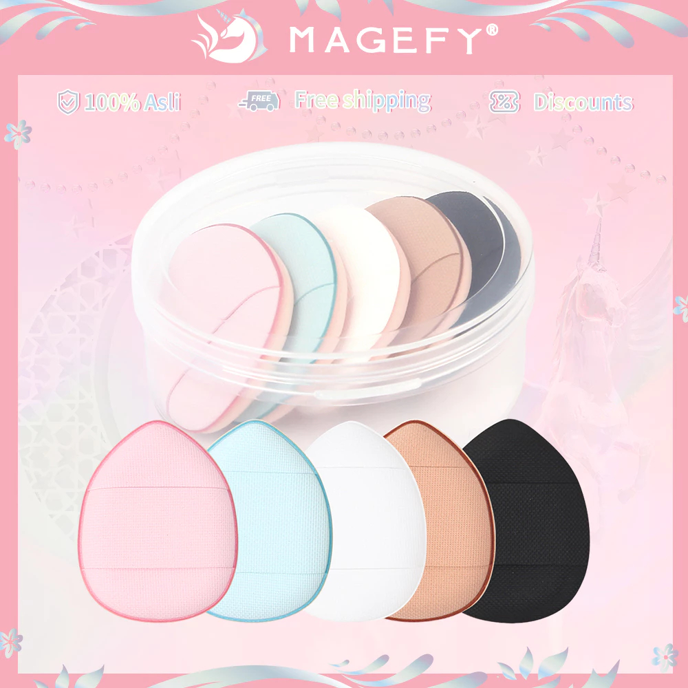  MAGEFY Set 5 Miếng Mút Trang Điểm Mini Đa Sắc Có Hộp Mềm Mại Dùng Khô & Ướt Phù Hợp Cho Phấn Má Che Khuyết Điểm 51561 