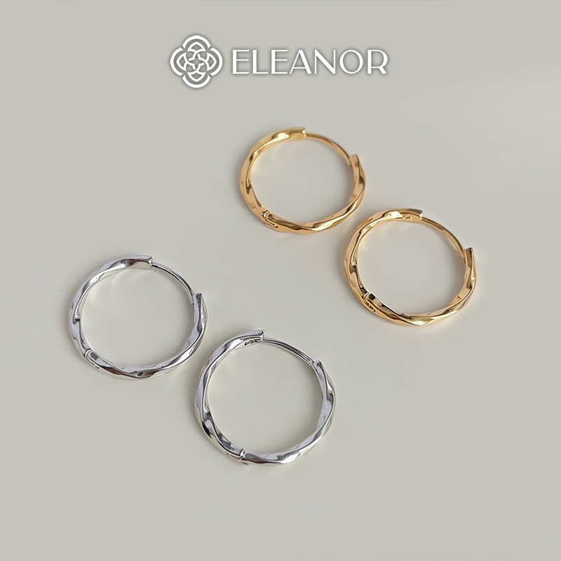 Bông tai nữ chuôi bạc 925 Eleanor Accessories viền xoắn basic phụ kiện trang sức khuyên tai 8356