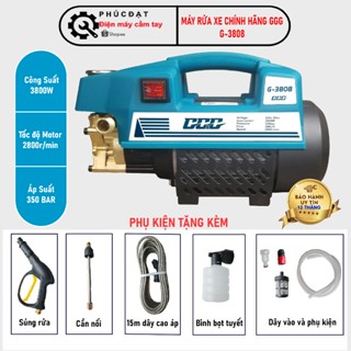  MÁY RỬA XE CAO ÁP CHÍNH HÃNG GGG G-3808 Bảo hành 12 tháng - Máy xịt rửa gia đình TẶNG FULL PHỤ KIỆN 