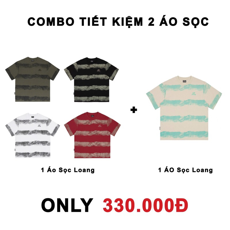 COMBO 2 Áo Thun Sọc Ngang Loang Thêu UTEESTUDIO Basic Form Unisex Cho Nam Và Nữ Menswear 5 MàuCute
