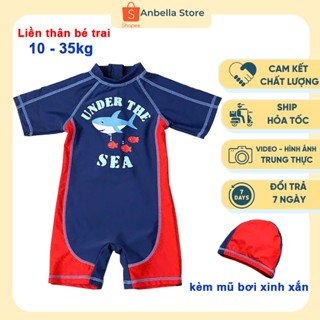 Đồ bơi bé trai liền thân từ 10kg - 35kg, đồ bơi trẻ em cho bé trai 1 tuổi, 3 tuổi đến 10 tuổi kèm mũ - Anbella