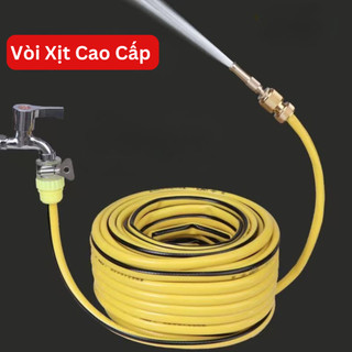 Bộ Vòi Nước Kèm Dây tăng áp (VÒI THÉP DÂY VÀNG) 5M , vòi tưới cây, rửa xe tiện dụng