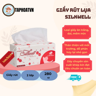   HN COMBO SỐC 10 bịch Giấy Rút Lụa Silkwell Cherry 280 Tờ Giấy ăn khổ to Silkwell,Giấy rút Silkwell 