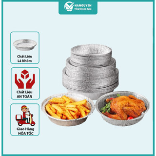 Set 100 Khay Giấy Bạc 22, 24cm Lót Nồi Chiên Không Dầu, Lò Nướng - Khuôn Đĩa Nhôm Đựng Thức Ăn, Thực Phẩm Nhiều Siz