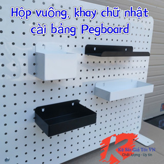 Hộp vuông, Khay chữ nhật, Khay L đựng  đồ - Phụ kiện cài bảng Pegboard, tấm tôn lỗ cao cấp