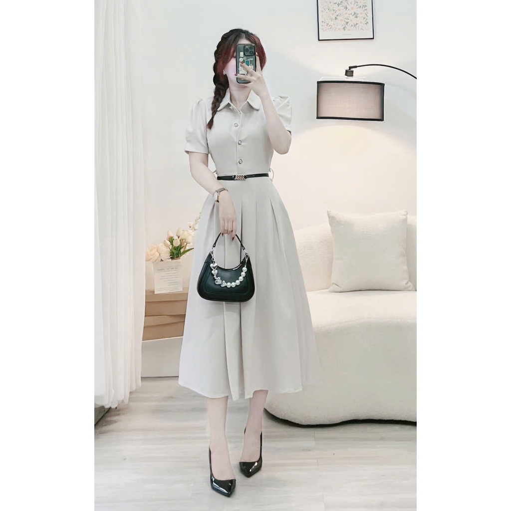 Váy Cotton Hàn Có Cổ Thiết Kế TuTu Store Phù Hợp Đi Tiệc Dành Cho Nữ - Mã D810