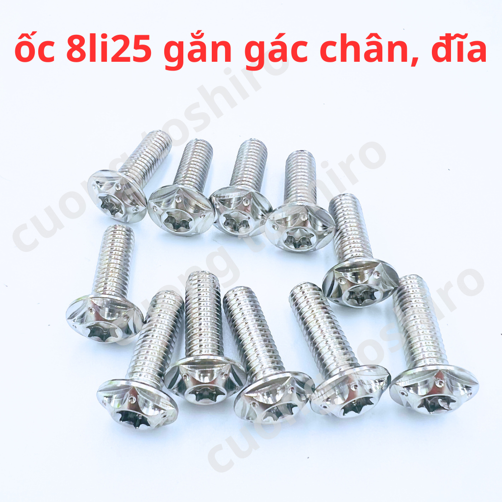 Ốc salaya 8li25 6li10 6li20 4li 5li xịn gắn đĩa gác chân pát heo cho nhiều dòng xe như exciter, winner