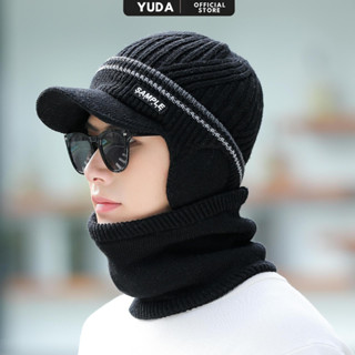 Mũ len nam nữ trùm đầu YUDA nón len unisex kèm khăn quàng cổ mùa đông phong cách Hàn Quốc phụ kiện thời trang
