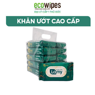 KHO THỦ ĐỨC_Thùng 10 Gói Khăn Ướt Lamy Gói 20 Tờ Không Mùi Không Cồn Không Paraben Cho Em Bé
