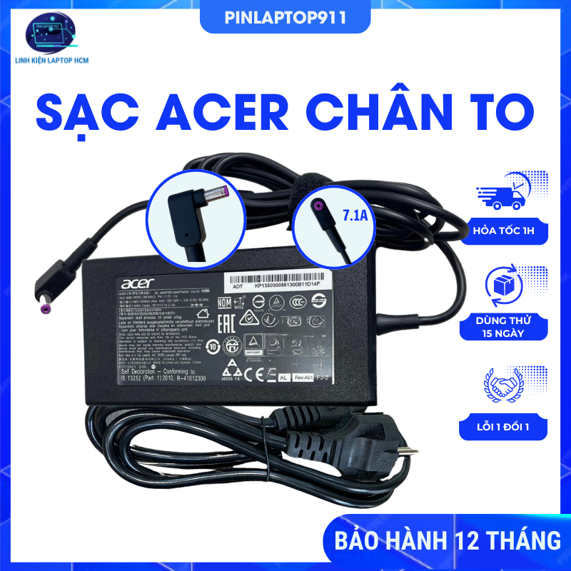 Sạc Dùng Cho Laptop Acer Gaming Aspire Nitro 5 Nitro 7 Đủ Công Suất 7.1A 9.23A 11.8A Bảo hành 12 Thá