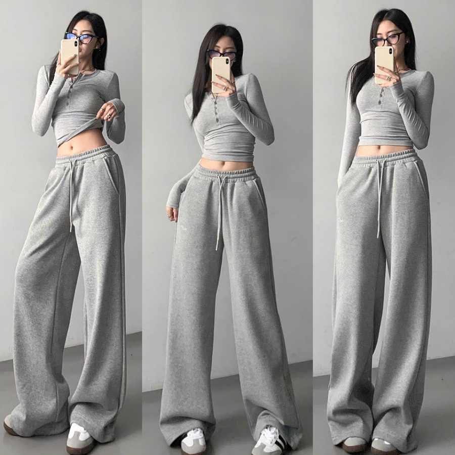 Quần Nỉ Ống Rộng Pear.club, Quần nữ dài dáng suông BIGSIZE form rộng dài thể thao cá tính nhảy dance mùa hè đi biển Q86 | BigBuy360 - bigbuy360.vn