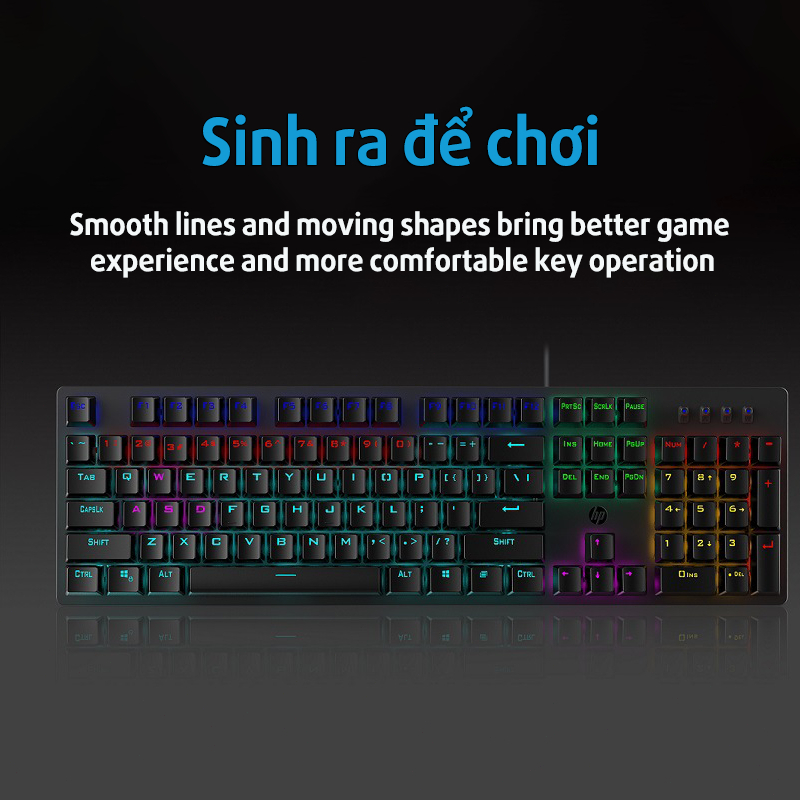 Bàn phím cơ chính hãng HP GK100F kết hợp bàn phím chơi game có đèn nền 104 phím Led đẹp phù hợp cho PC và Laptop | BigBuy360 - bigbuy360.vn