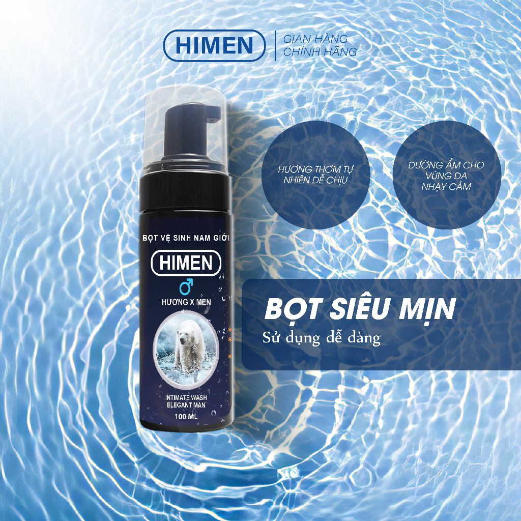 Dung dịch vệ Sinh Nam, Bọt vệ sinh nam HiMen ion bạc, Khử Mùi, Ngăn Nấm, Làm Mềm Da 100ml