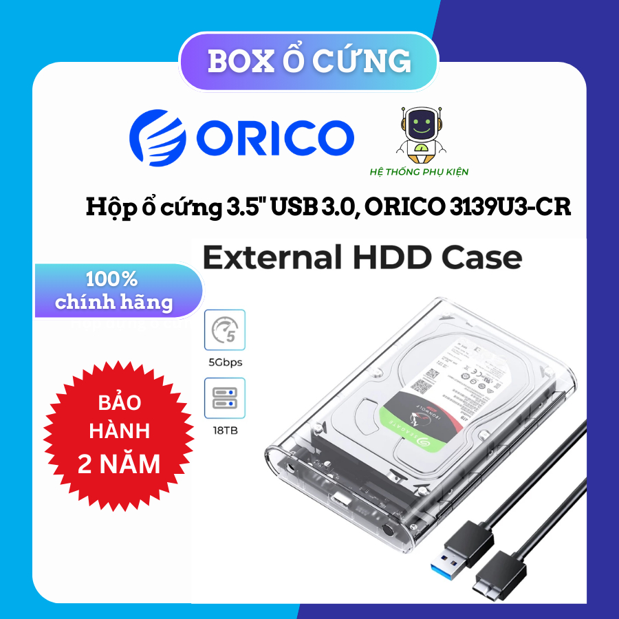 Box Ổ Cứng ORICO HDD 3.5 USB 3.0 sang SATA 3.0 cho 2.5 3.5 HDD SSD hd uasp 8tb (3139u3) - HÀNG CHÍNH
