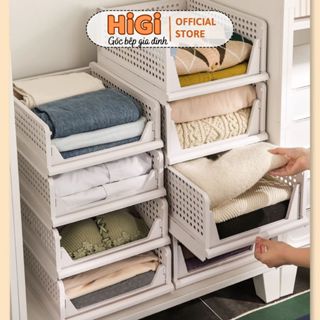 Kệ ngăn kéo nhựa đa năng phân chia tủ quần áo, hộp đựng đồ ngăn kéo có thể gấp gọn chất liệu nhựa PP siêu bền