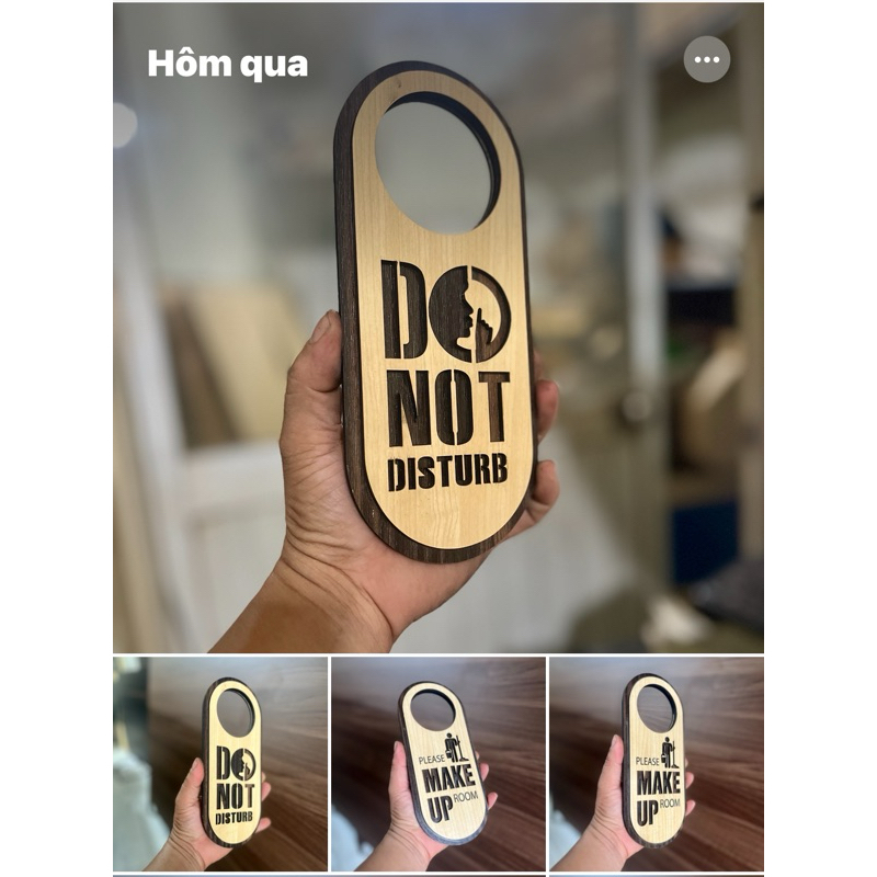 (nội dung 1 mặt) Bảng hiệu gỗ Đừng Làm Phiền, Bảng treo cửa Phòng họp, Văn phòng được khắc laser dec