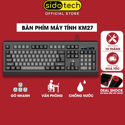 Bàn phím máy tính có dây SIDOTECH KM27 gaming giả cơ văn phòng full size 104 key gõ nhanh chống nước cho laptop pc