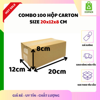  ECOPACK - 20x12x8 COMBO 100 Hộp Giấy Carton Đóng Hàng Tiết Kiệm 