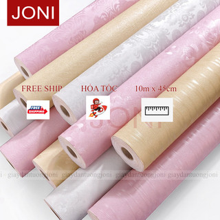  Giấy dán tường 3d hoa văn nổi hiện đại sang trọng có keo sẵn cuộn 10m chống thấm nước JONI 
