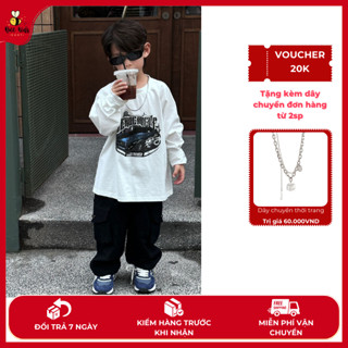 AOTD23_3 Áo thun bé trai dài tay từ 15kg đến 32kg chất cotton màu trơn Hàn quốc Quần áo trẻ em thu đông