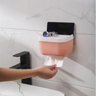 Hộp đựng giấy vệ sinh TẶNG KÈM MIẾNG DÁN sử dụng cho phòng tắm có kệ để đồ chống nước