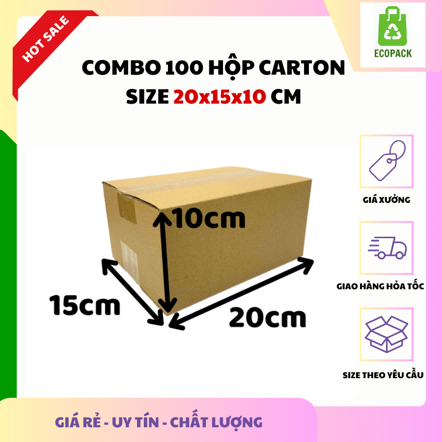 ECOPACK - 20x15x10 COMBO 100 hộp carton