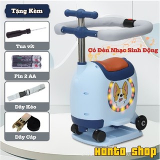 Ghế Xe máy Điện Cho Bé Có Đèn Nhạc Cao Cấp Kết Hợp Xe Chòi Chân Cho Bé