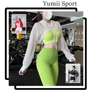  Áo Tanktop Thể Thao Tập Gym Chạy Bộ Nữ Yumiisport Tay Dài Dáng Nửa Người Form Rộng Vải Lưới Mè Thoáng Khí Nhanh Khô 
