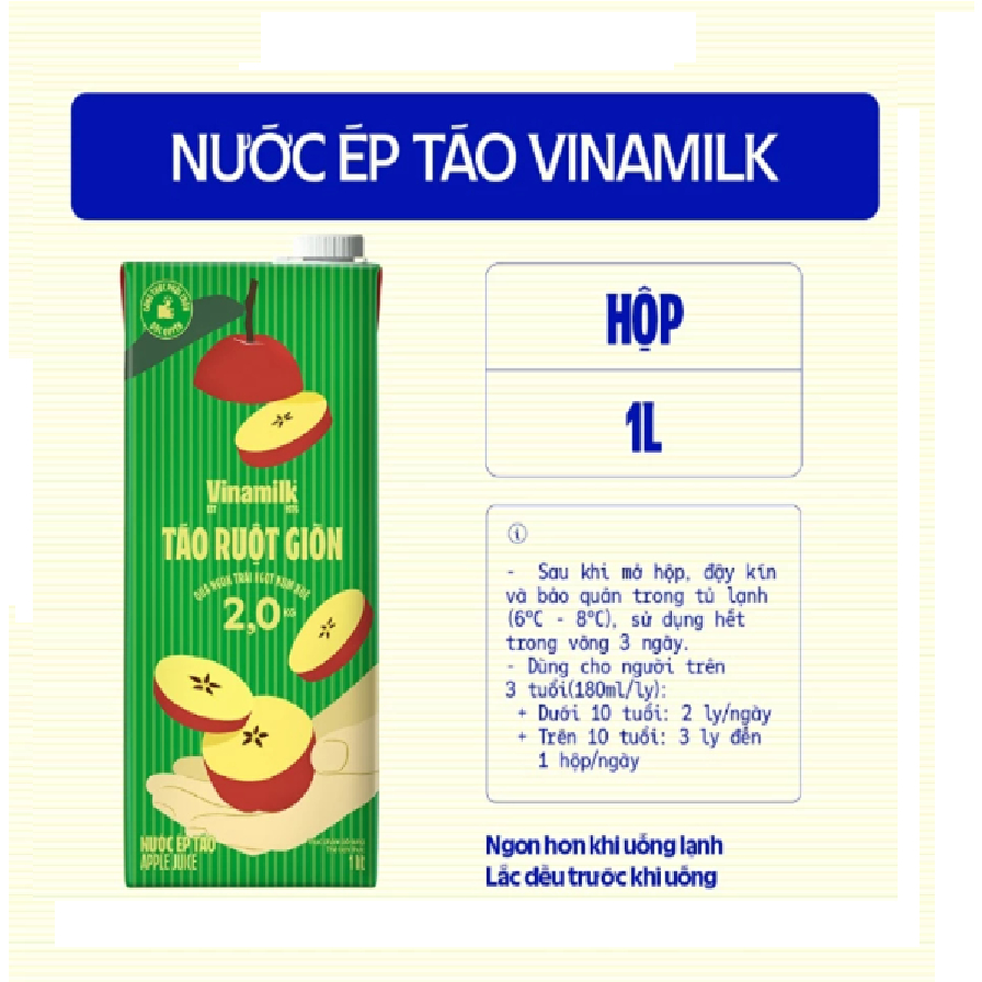 Nước táo ép Vinamilk Vfresh 100% - Hộp 1L