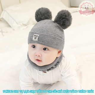  Mũ len lông thỏ tai gấu đáng yêu cho bé  không kèm khăn  nhà SUKIBO KIDS 