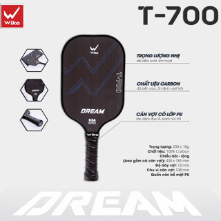 Vợt Pickleball Wika DREAM,chất liệu Carbon T-700,sở hữu độ nhám đạt chuẩn,Tăng ma sát